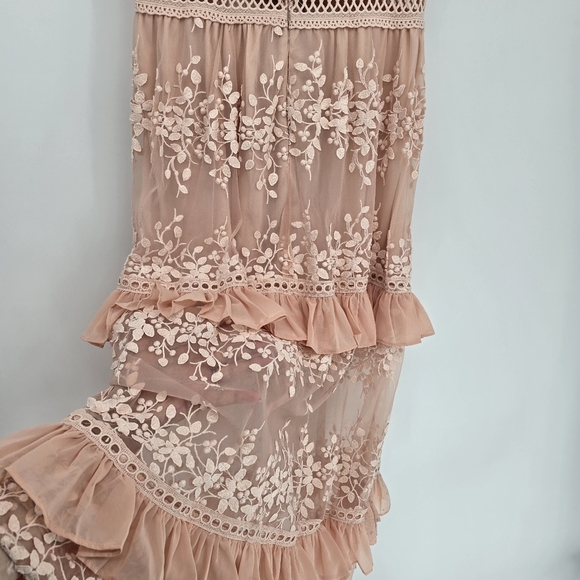 Aqua Womens Blush Embroidered Flounce Maxi Party Night Out Dress Medium - Picture 13 of 13